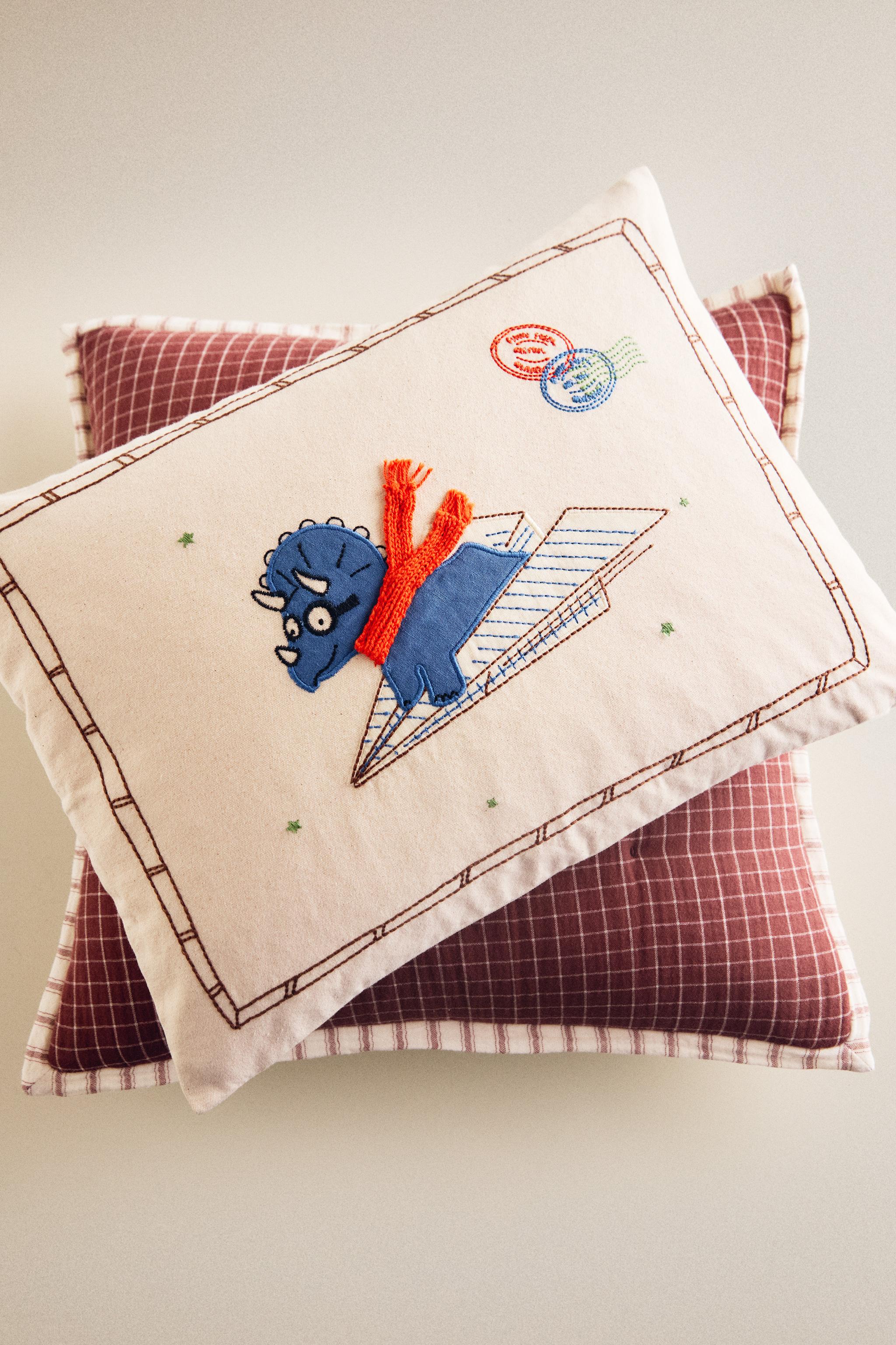 KIDS' DINOSAUR THROW PILLOW COVER